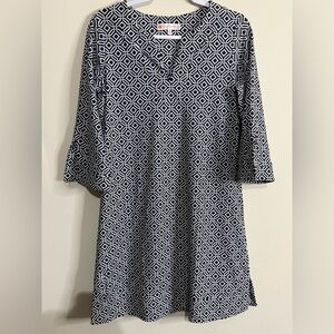 Jude Connally Navy and White Geometric Dress